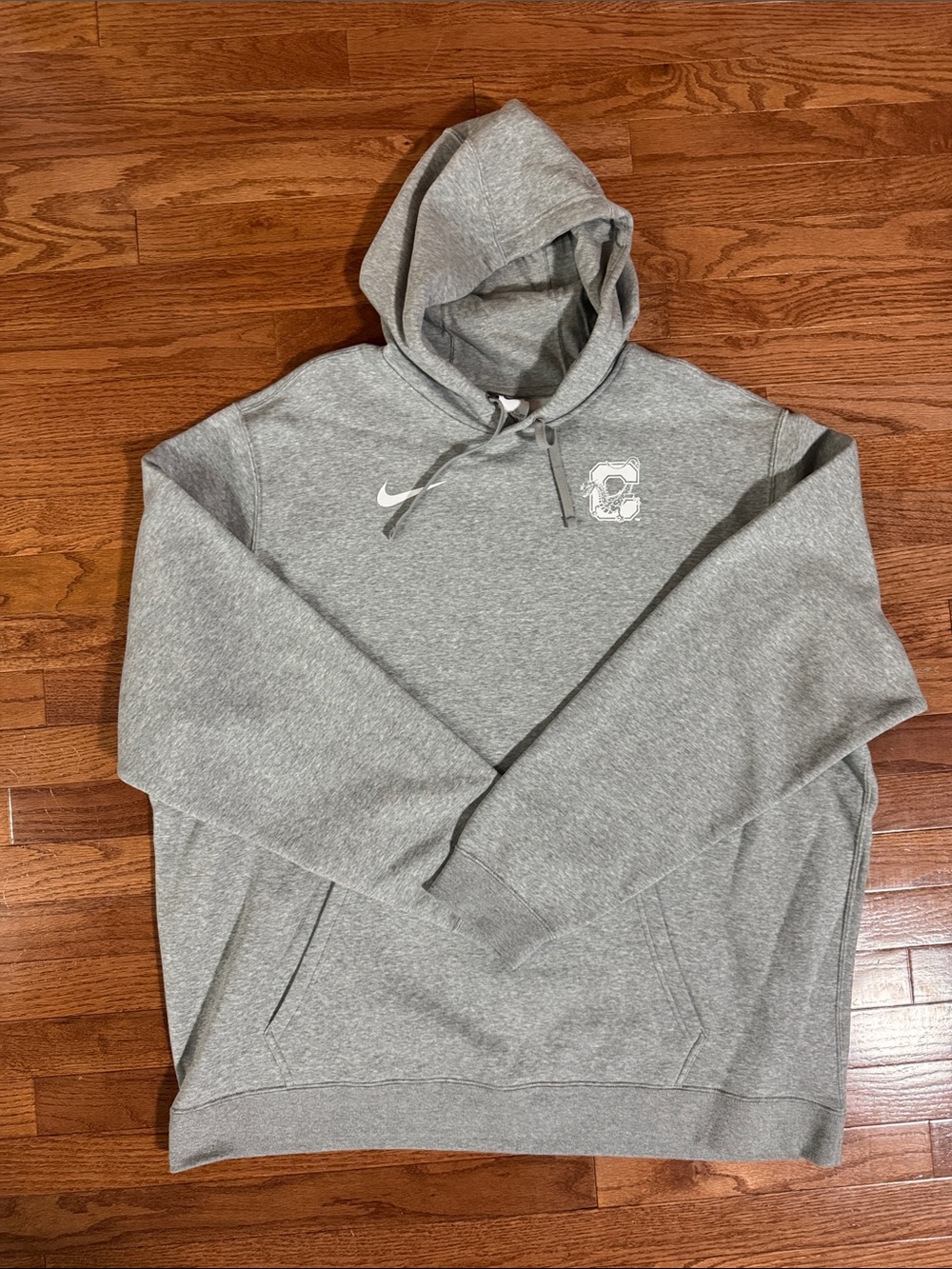 Nike Gray Men's Pullover Hoodie with SUNY Cortland Chest Logo